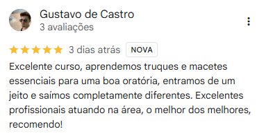 Avaliação Google de Gustavo de Castro